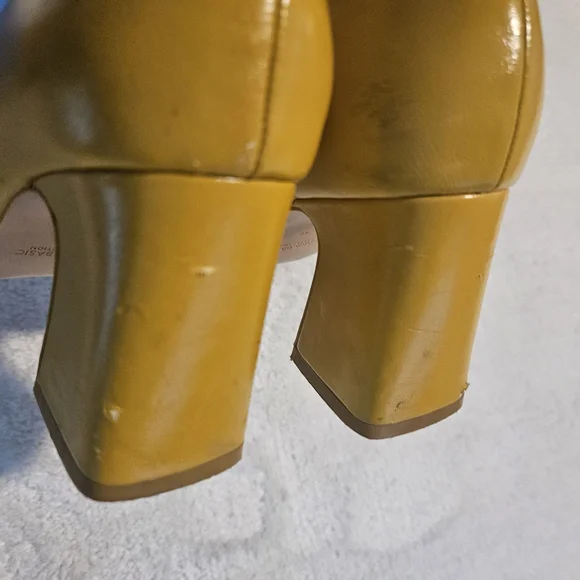 Zara Yellow Block Heels Size 9 Office Chunky Minimalist Retro Y2K Office Casual - Picture 5 of 10